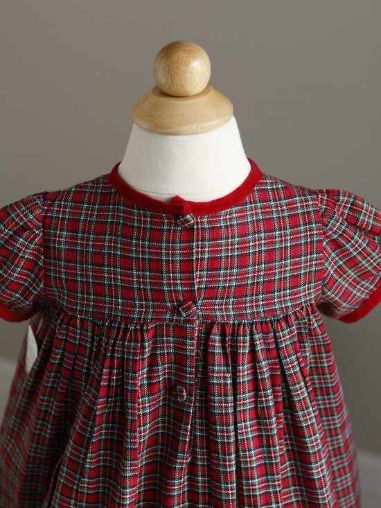 Strasburg Red Classic Plaid Float Dress Corduroy Trim 100% Cotton Rare Find - Picture 5 of 6